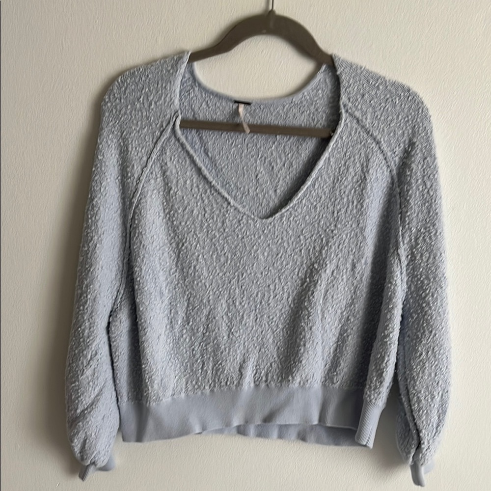 Free People Light Blue Women's Cropped Cozy Sweater